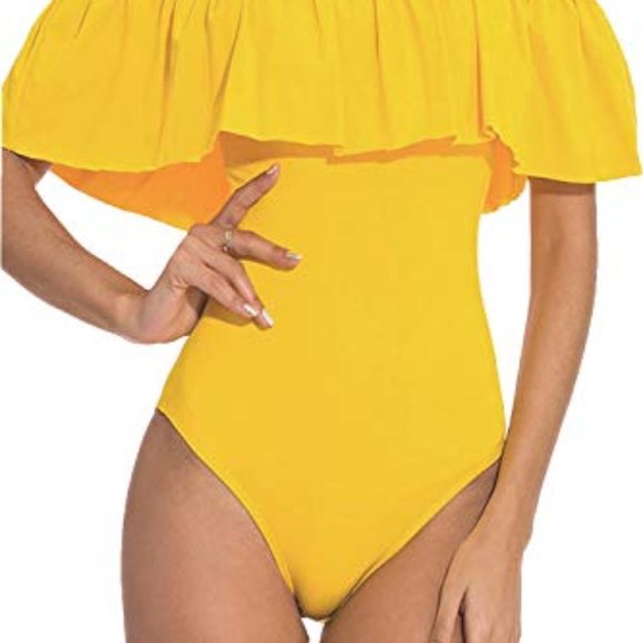 Shely1 Pc Yellow with Ruffle and Shoulder Straps - Picture 5 of 5